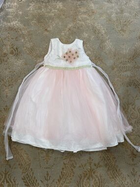 marmellata White Girls' Floral Applique Dress